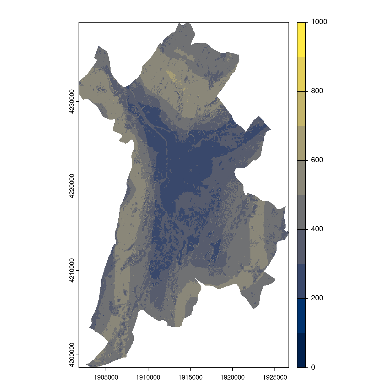 Projection des distributions potentielles contemporaine et futures jusqu'à l'horizon 2100 sous le scénario SSP5-8.5 (modèle d'ensemble, GCM IPSL).