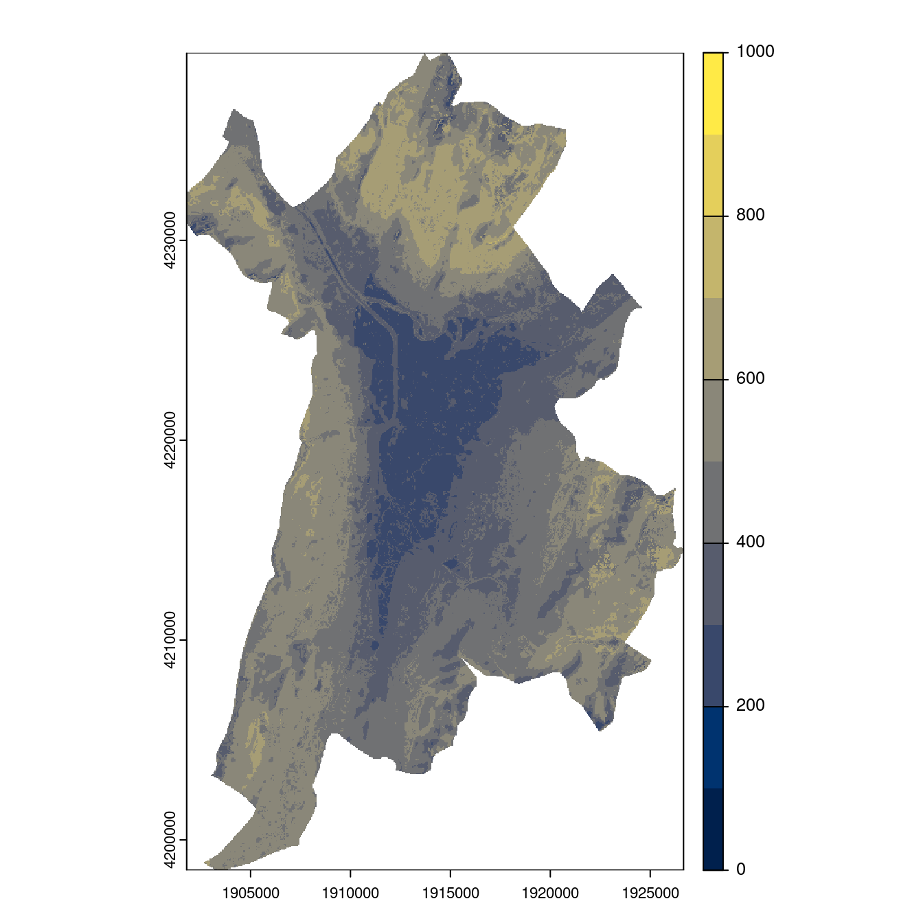 Projection des distributions potentielles contemporaine et futures jusqu'à l'horizon 2100 sous le scénario SSP5-8.5 (modèle d'ensemble, GCM IPSL).