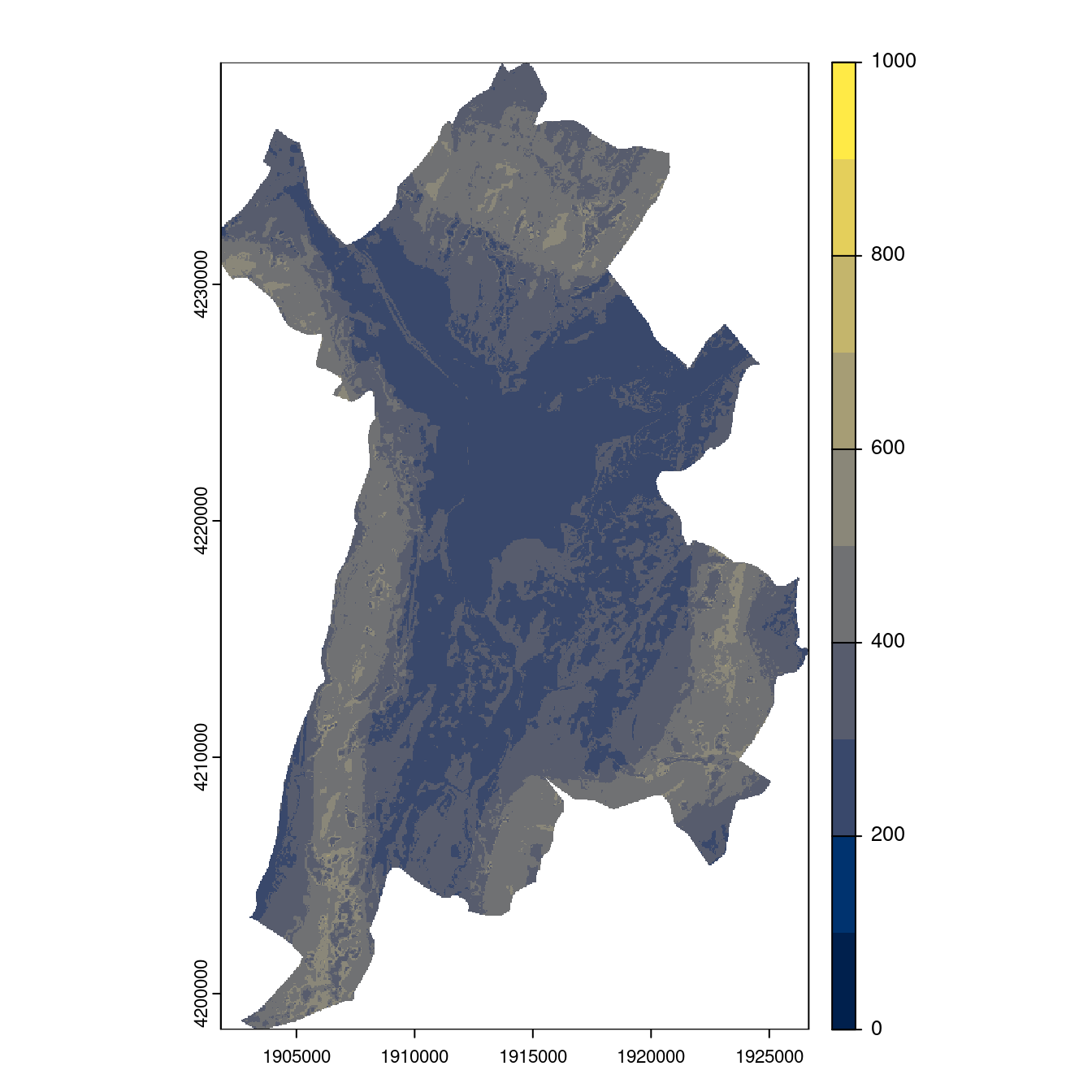 Projection des distributions potentielles contemporaine et futures jusqu'à l'horizon 2100 sous le scénario SSP5-8.5 (modèle d'ensemble, GCM IPSL).