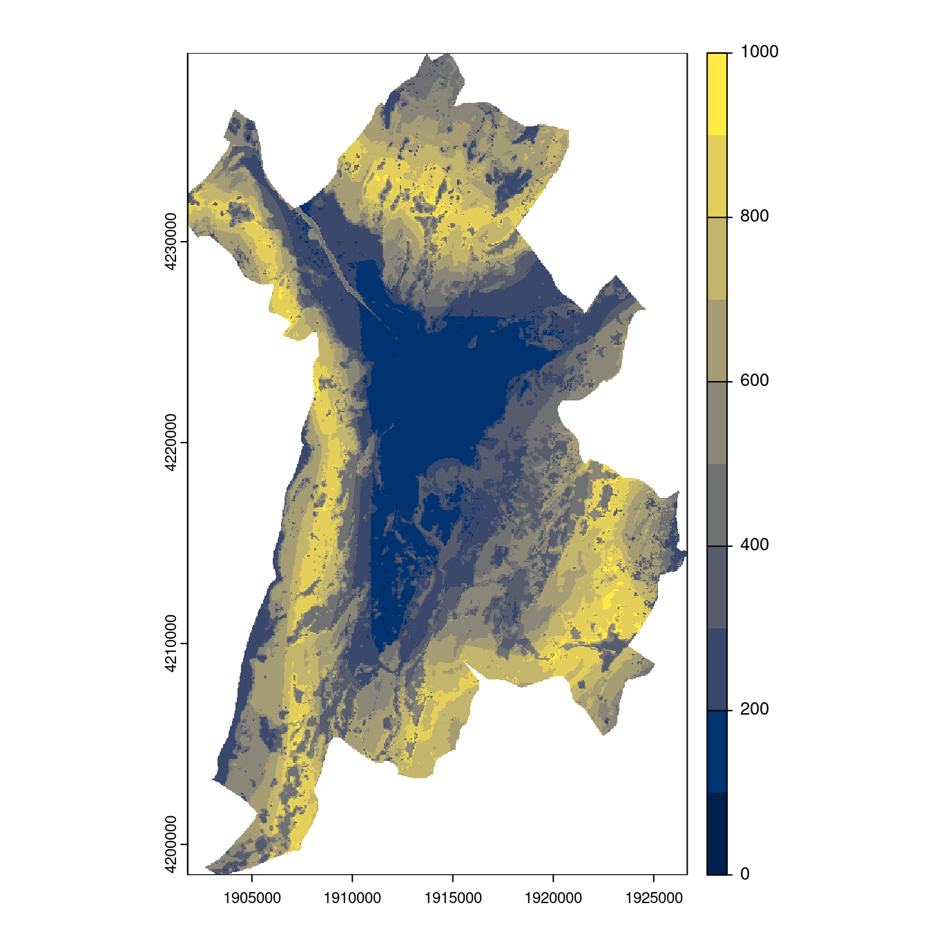 Projection des distributions potentielles contemporaine et futures jusqu'à l'horizon 2100 sous le scénario SSP5-8.5 (modèle d'ensemble, GCM IPSL).