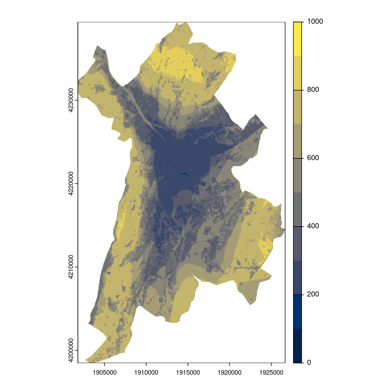 Projection des distributions potentielles contemporaine et futures jusqu'à l'horizon 2100 sous le scénario SSP5-8.5 (modèle d'ensemble, GCM IPSL).