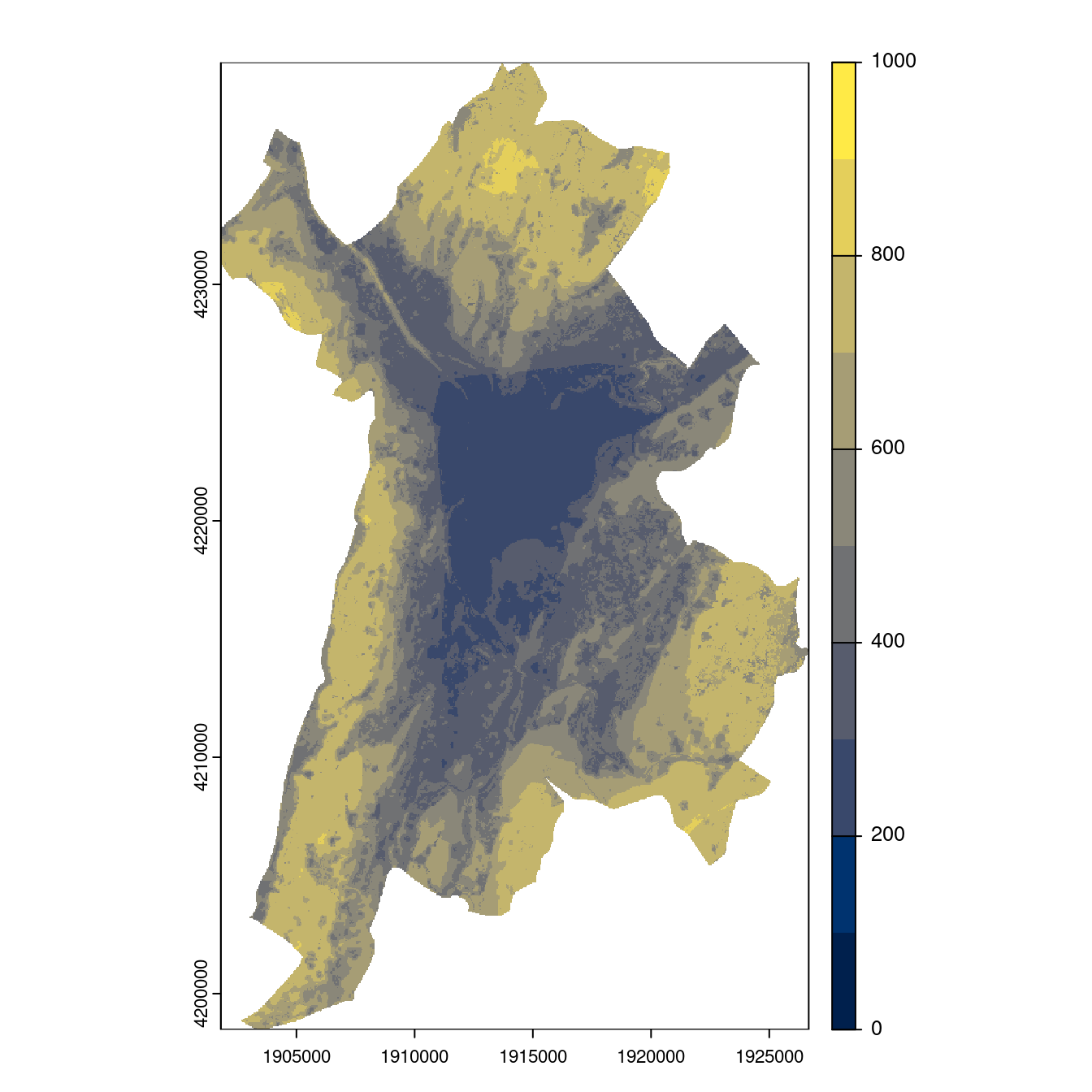 Projection des distributions potentielles contemporaine et futures jusqu'à l'horizon 2100 sous le scénario SSP5-8.5 (modèle d'ensemble, GCM IPSL).