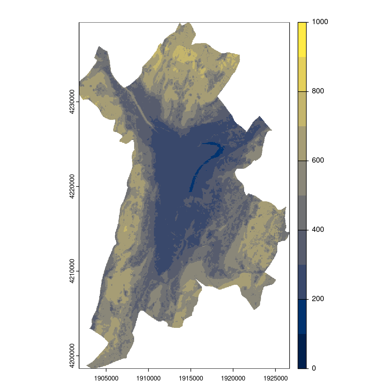 Projection des distributions potentielles contemporaine et futures jusqu'à l'horizon 2100 sous le scénario SSP5-8.5 (modèle d'ensemble, GCM IPSL).