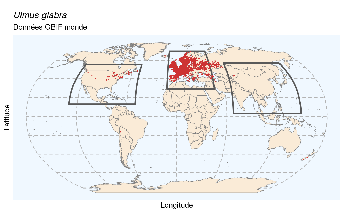 Occurrences de Ulmus glabra dans le monde.