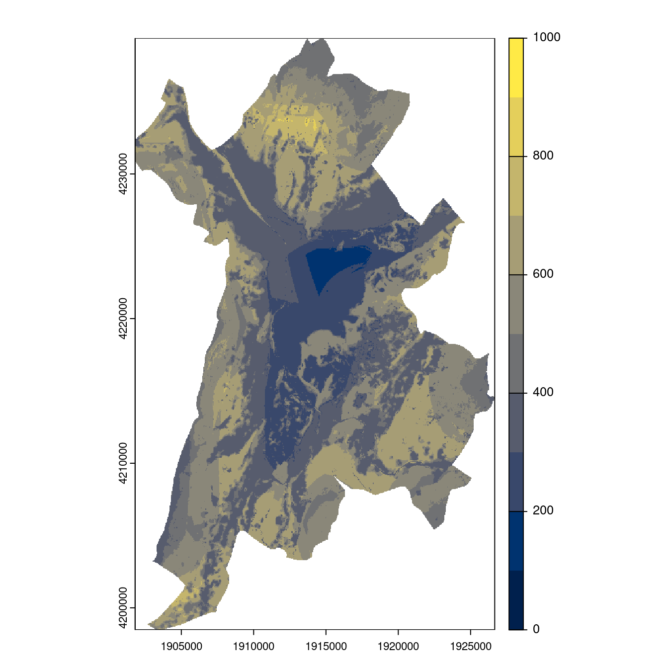 Projection des distributions potentielles contemporaine et futures jusqu'à l'horizon 2100 sous le scénario SSP5-8.5 (modèle d'ensemble, GCM IPSL).