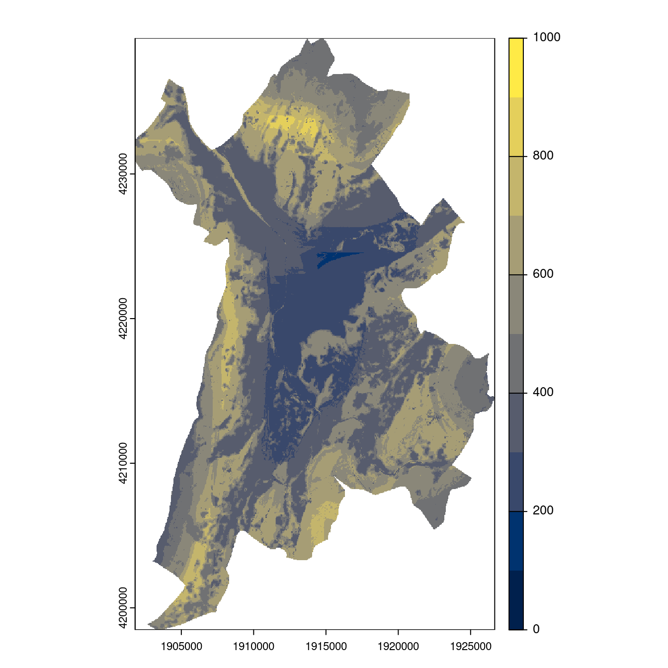 Projection des distributions potentielles contemporaine et futures jusqu'à l'horizon 2100 sous le scénario SSP5-8.5 (modèle d'ensemble, GCM IPSL).