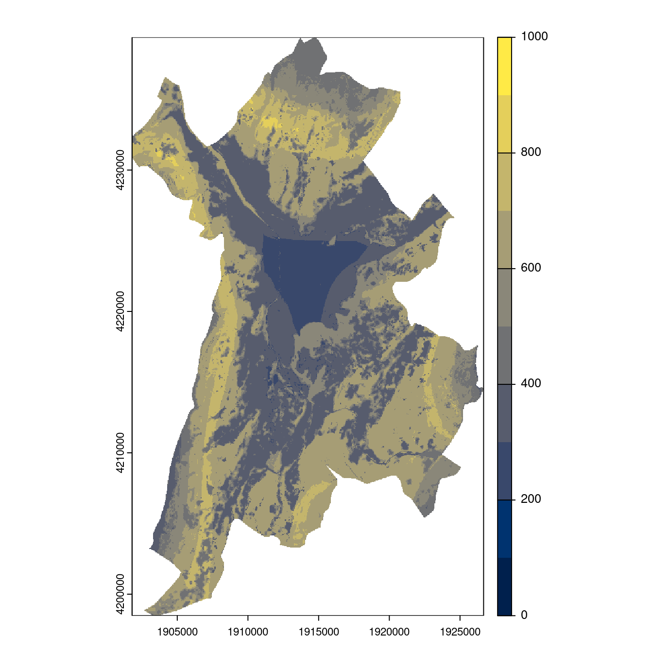 Projection des distributions potentielles contemporaine et futures jusqu'à l'horizon 2100 sous le scénario SSP5-8.5 (modèle d'ensemble, GCM IPSL).