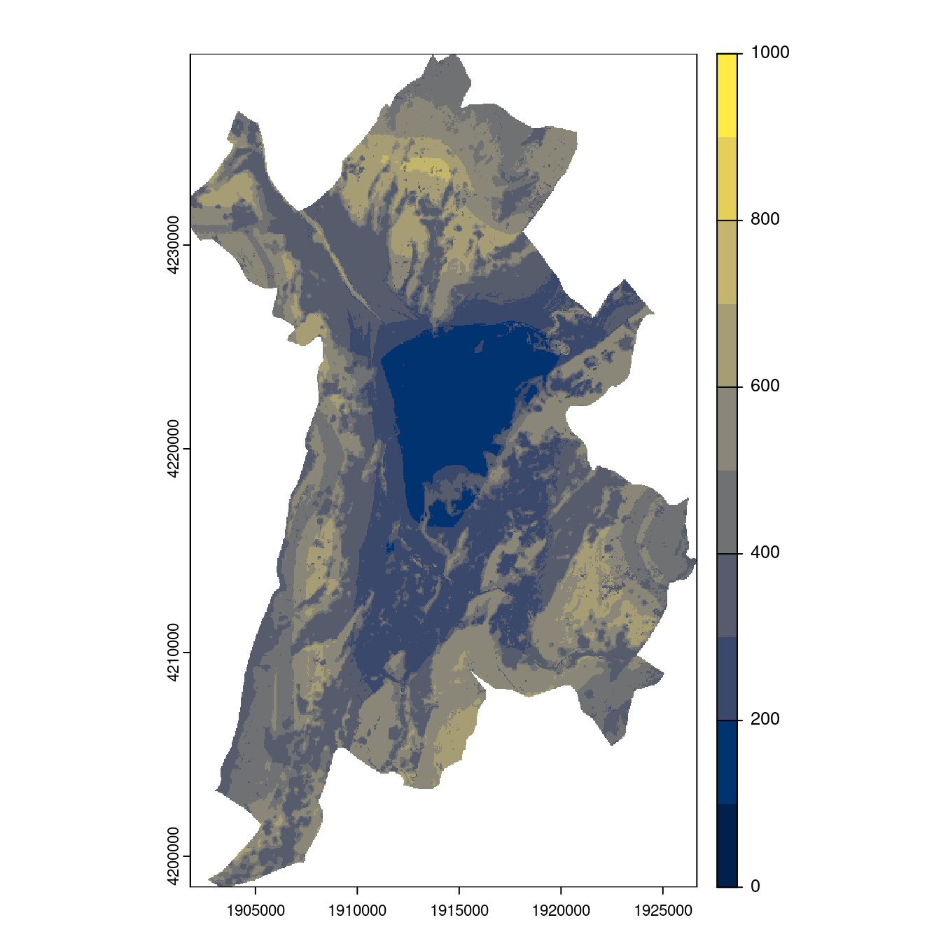 Projection des distributions potentielles contemporaine et futures jusqu'à l'horizon 2100 sous le scénario SSP5-8.5 (modèle d'ensemble, GCM IPSL).