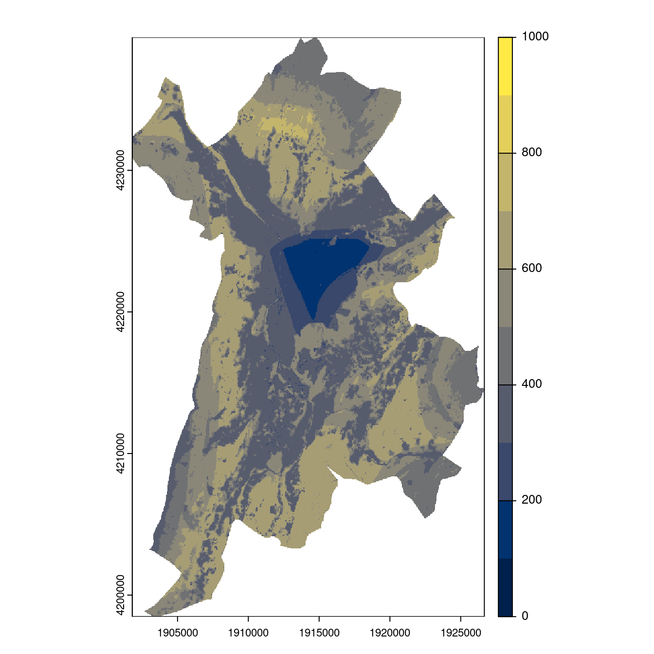 Projection des distributions potentielles contemporaine et futures jusqu'à l'horizon 2100 sous le scénario SSP5-8.5 (modèle d'ensemble, GCM IPSL).
