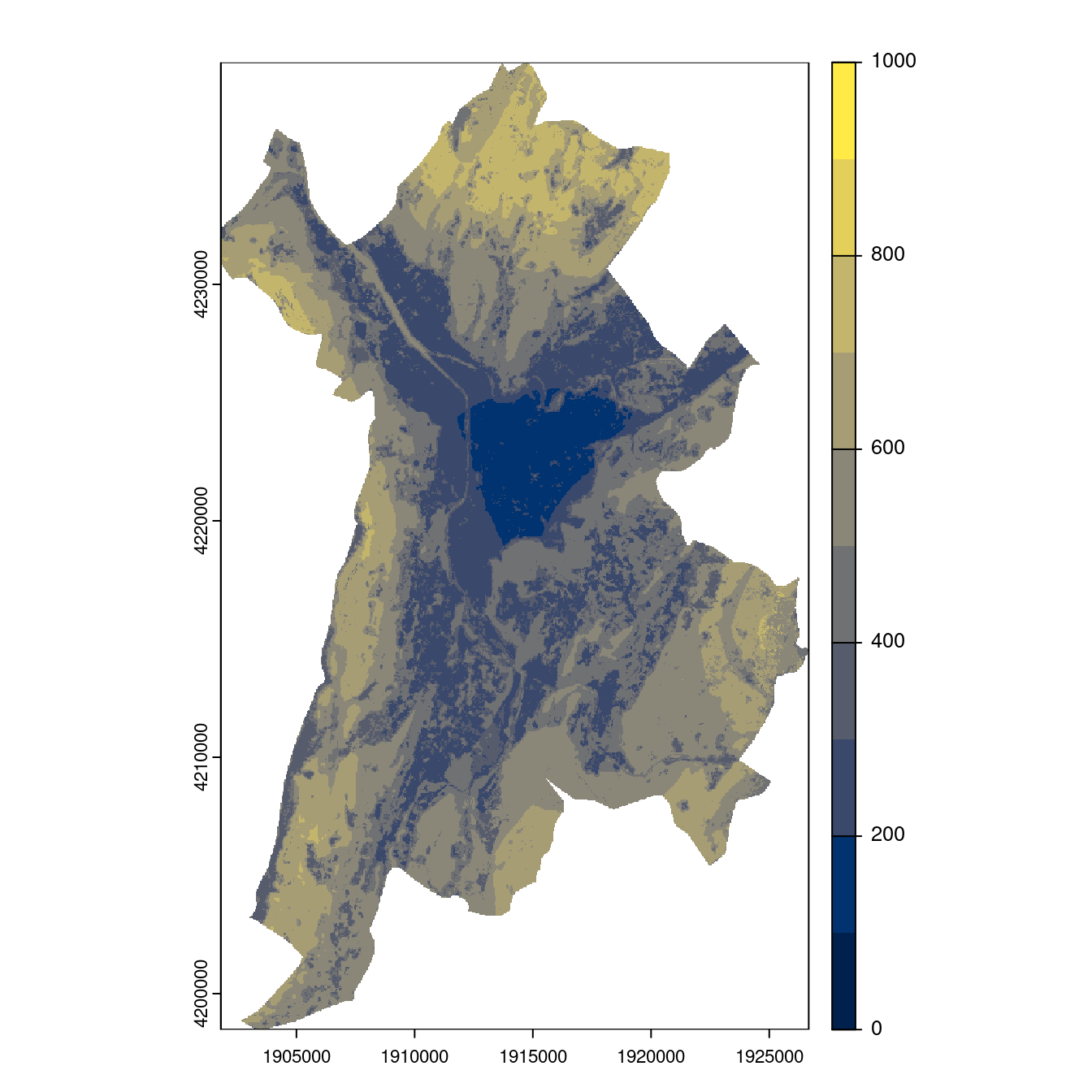 Projection des distributions potentielles contemporaine et futures jusqu'à l'horizon 2100 sous le scénario SSP5-8.5 (modèle d'ensemble, GCM IPSL).