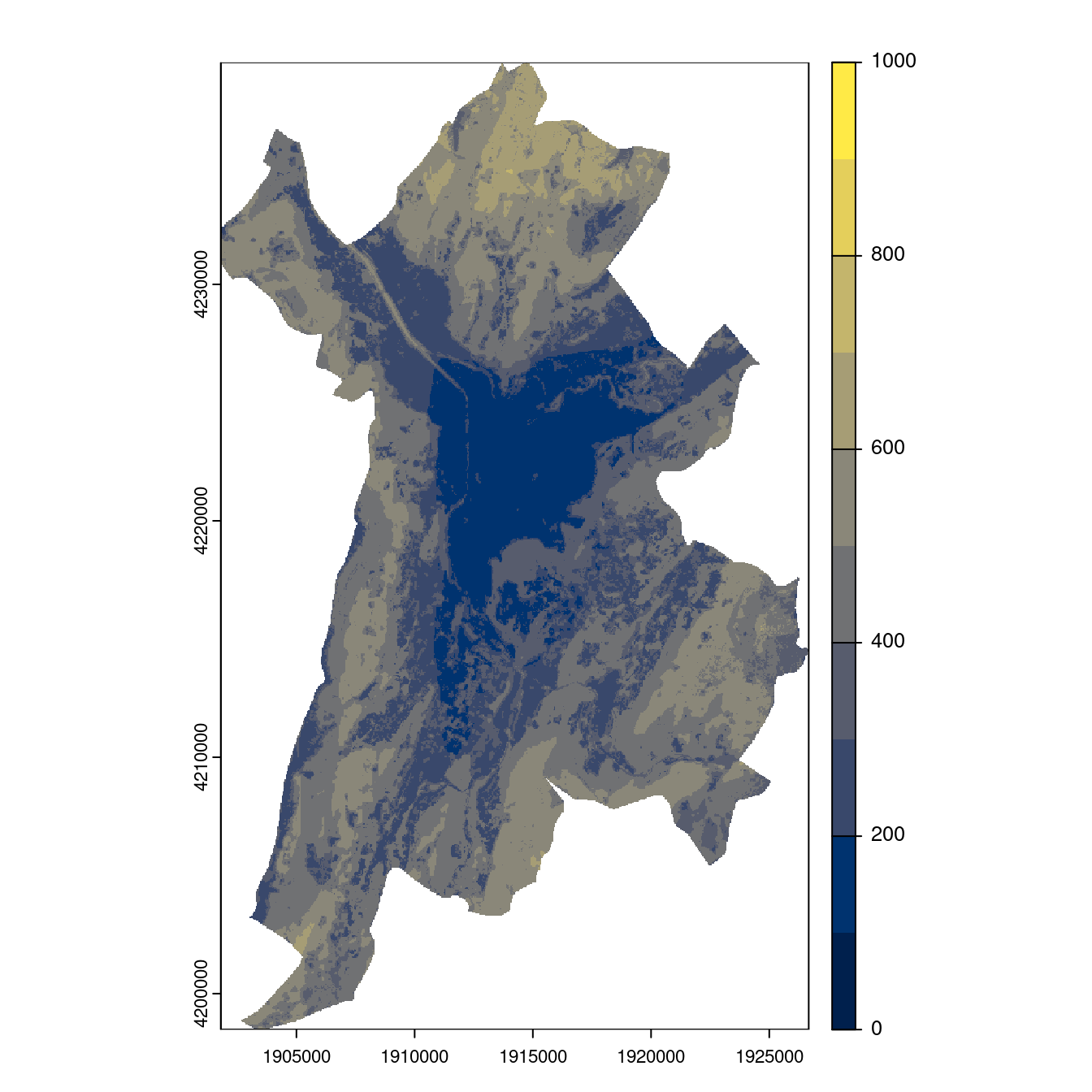 Projection des distributions potentielles contemporaine et futures jusqu'à l'horizon 2100 sous le scénario SSP5-8.5 (modèle d'ensemble, GCM IPSL).