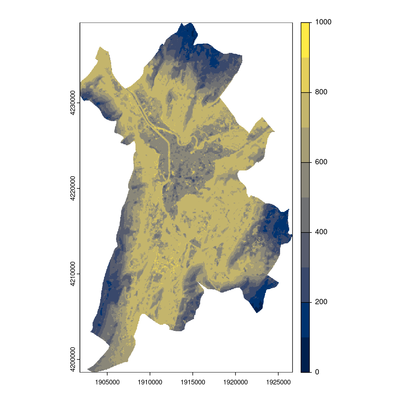 Projection des distributions potentielles contemporaine et futures jusqu'à l'horizon 2100 sous le scénario SSP5-8.5 (modèle d'ensemble, GCM IPSL).
