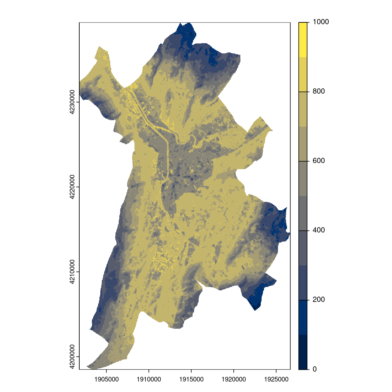 Projection des distributions potentielles contemporaine et futures jusqu'à l'horizon 2100 sous le scénario SSP5-8.5 (modèle d'ensemble, GCM IPSL).